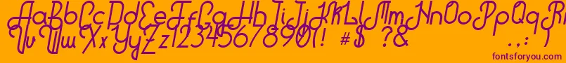 HitchhikerB-Schriftart – Violette Schriften auf orangefarbenem Hintergrund