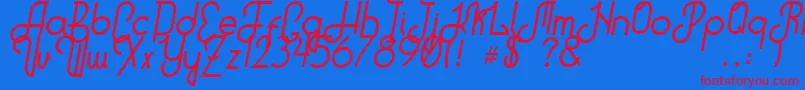 HitchhikerB-fontti – punaiset fontit sinisellä taustalla