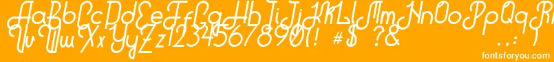 HitchhikerB-Schriftart – Weiße Schriften auf orangefarbenem Hintergrund