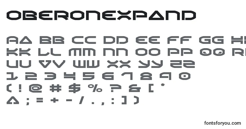 Czcionka Oberonexpand – alfabet, cyfry, specjalne znaki