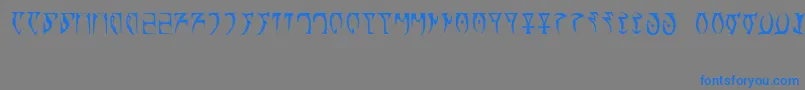 RunesTheElderScroll-Schriftart – Blaue Schriften auf grauem Hintergrund