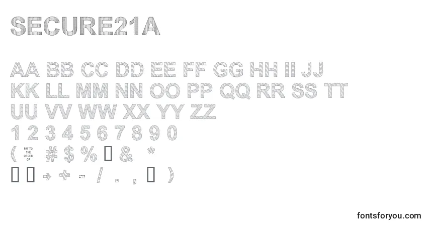 A fonte Secure21a – alfabeto, números, caracteres especiais