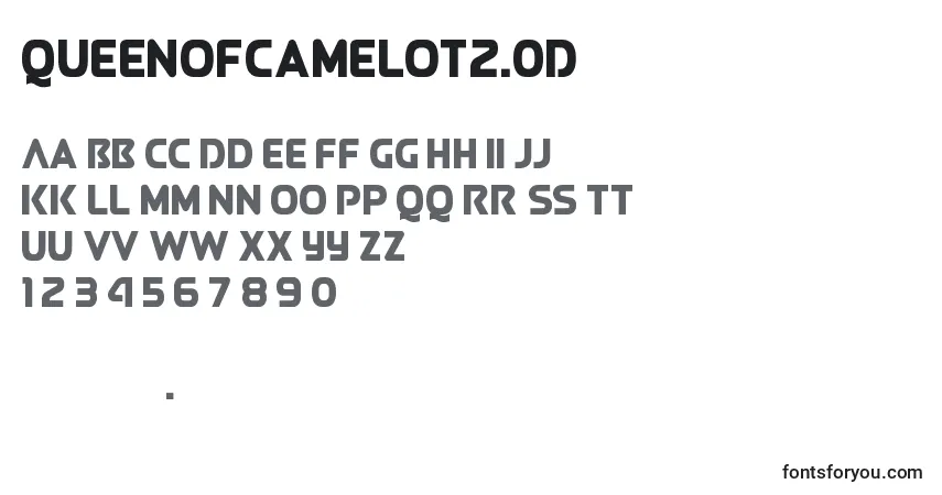 Czcionka QueenOfCamelot2.0D – alfabet, cyfry, specjalne znaki