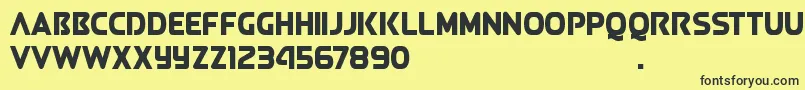 Fonte QueenOfCamelot2.0D – fontes pretas em um fundo amarelo