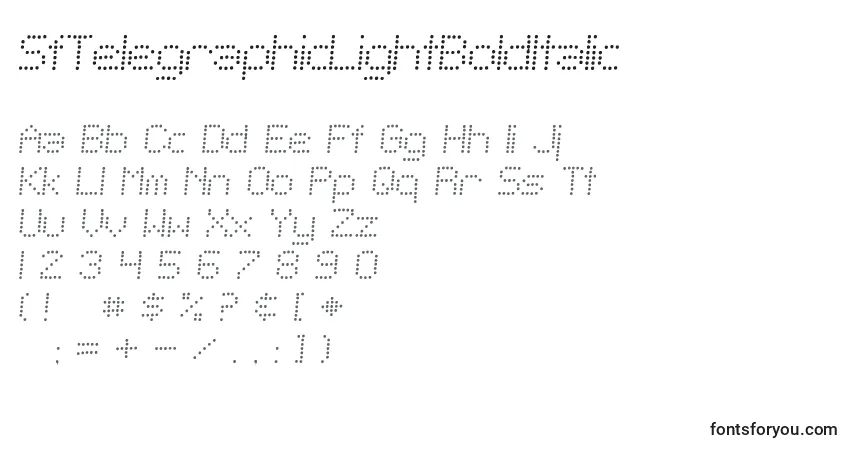Schriftart SfTelegraphicLightBoldItalic – Alphabet, Zahlen, spezielle Symbole