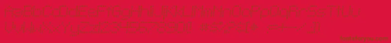 SfTelegraphicLightBoldItalic-Schriftart – Braune Schriften auf rotem Hintergrund