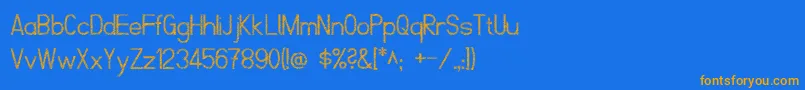 フォントScrfibbleRegular – オレンジ色の文字が青い背景にあります。