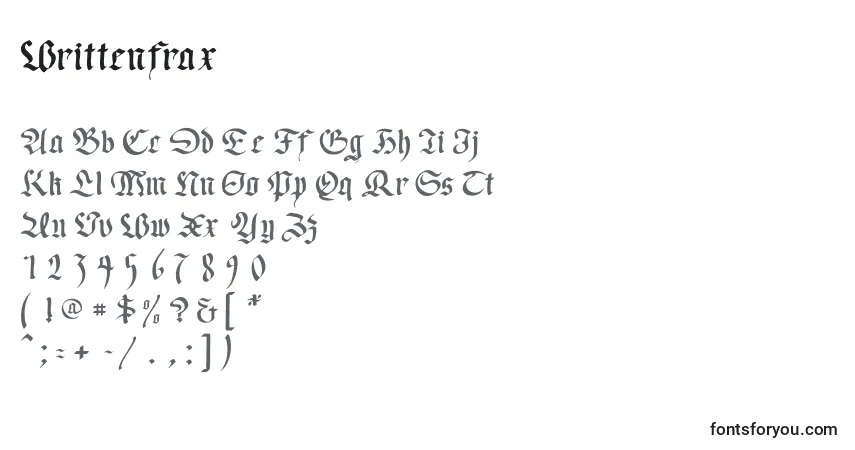 A fonte Writtenfrax – alfabeto, números, caracteres especiais