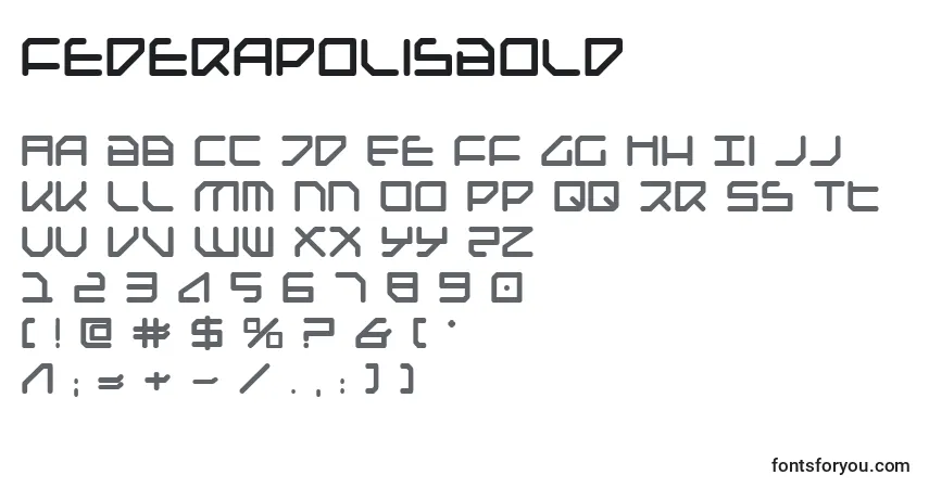 Schriftart FederapolisBold – Alphabet, Zahlen, spezielle Symbole