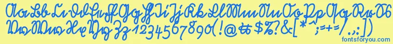 フォントRastenburg2U1sy – 青い文字が黄色の背景にあります。