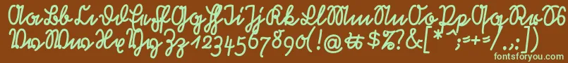 フォントRastenburg2U1sy – 緑色の文字が茶色の背景にあります。