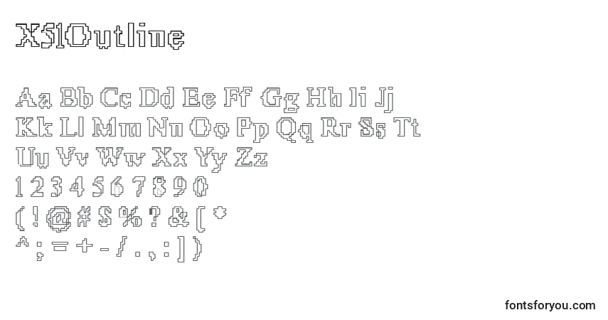 A fonte X51Outline – alfabeto, números, caracteres especiais
