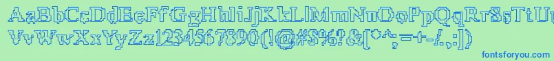 X51Outline Font – Blue Fonts on Green Background
