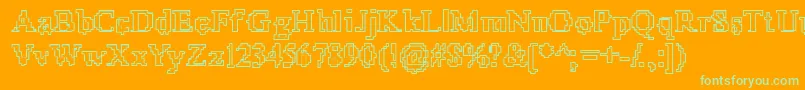 X51Outline-Schriftart – Grüne Schriften auf orangefarbenem Hintergrund