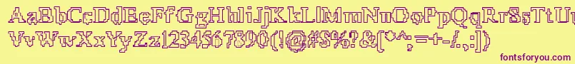 X51Outline Font – Purple Fonts on Yellow Background