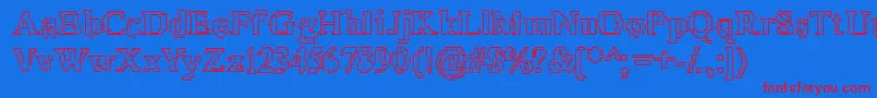 X51Outline Font – Red Fonts on Blue Background