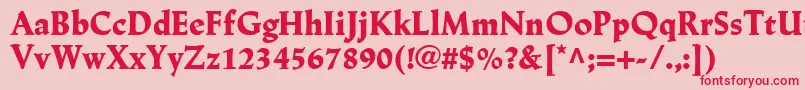 Fonte LinotypeTrajanusBlack – fontes vermelhas em um fundo rosa