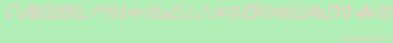 MultimediaIcons Font – Pink Fonts on Green Background