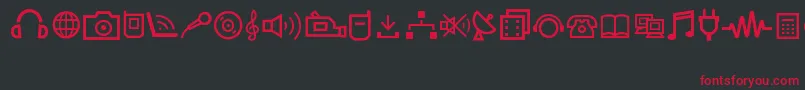 フォントMultimediaIcons – 黒い背景に赤い文字