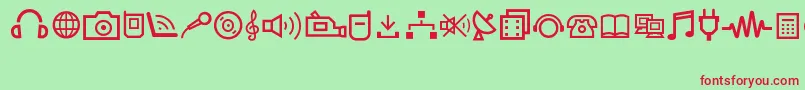 フォントMultimediaIcons – 赤い文字の緑の背景