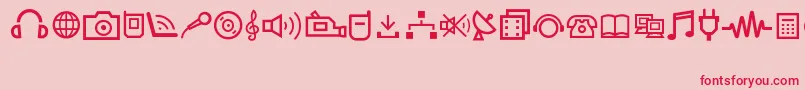 MultimediaIcons Font – Red Fonts on Pink Background