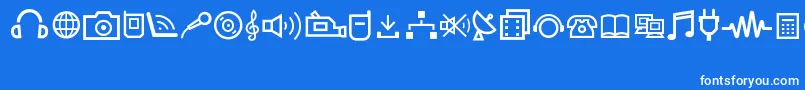 MultimediaIcons-fontti – valkoiset fontit sinisellä taustalla