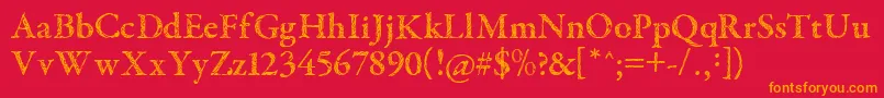 フォントTribalGaramond – 赤い背景にオレンジの文字