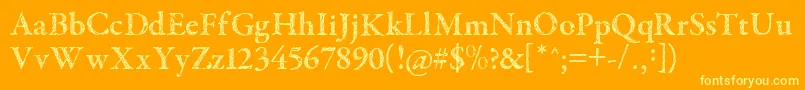 TribalGaramond-Schriftart – Gelbe Schriften auf orangefarbenem Hintergrund