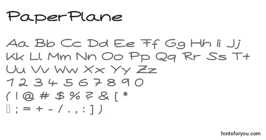 PaperPlane-fontti – aakkoset, numerot, erikoismerkit