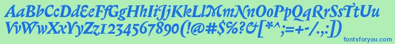 BiblonOtBoldItalic Font – Blue Fonts on Green Background