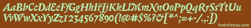 Шрифт BiblonOtBoldItalic – зелёные шрифты на коричневом фоне