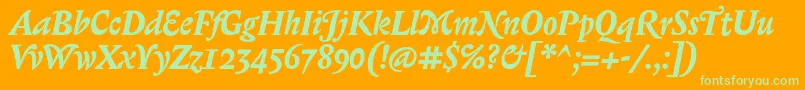 BiblonOtBoldItalic Font – Green Fonts on Orange Background