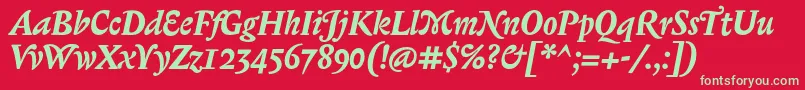 BiblonOtBoldItalic Font – Green Fonts on Red Background