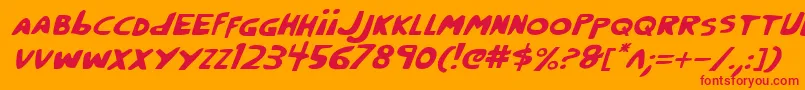 CrappityCrapCrapItalic-fontti – punaiset fontit oranssilla taustalla