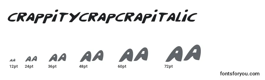 Tamaños de fuente CrappityCrapCrapItalic