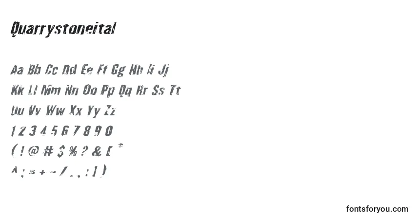 Schriftart Quarrystoneital – Alphabet, Zahlen, spezielle Symbole