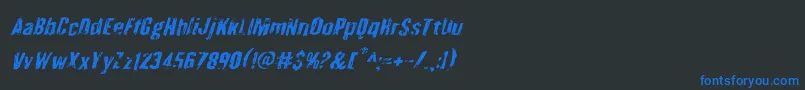 Шрифт Quarrystoneital – синие шрифты на чёрном фоне