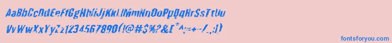 フォントQuarrystoneital – ピンクの背景に青い文字