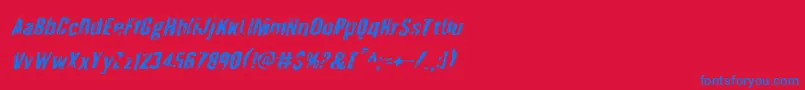 フォントQuarrystoneital – 赤い背景に青い文字