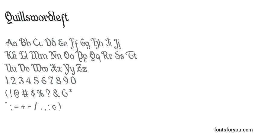 Schriftart Quillswordleft – Alphabet, Zahlen, spezielle Symbole