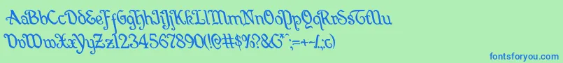 Quillswordleft Font – Blue Fonts on Green Background