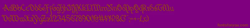 フォントQuillswordleft – 紫色の背景に茶色のフォント