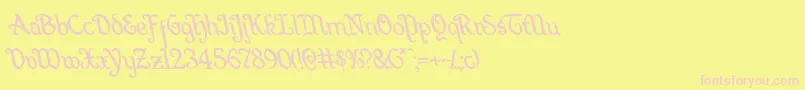 Quillswordleft-fontti – vaaleanpunaiset fontit keltaisella taustalla