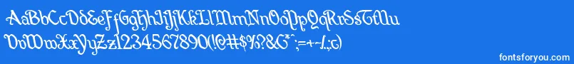 Quillswordleft-Schriftart – Weiße Schriften auf blauem Hintergrund