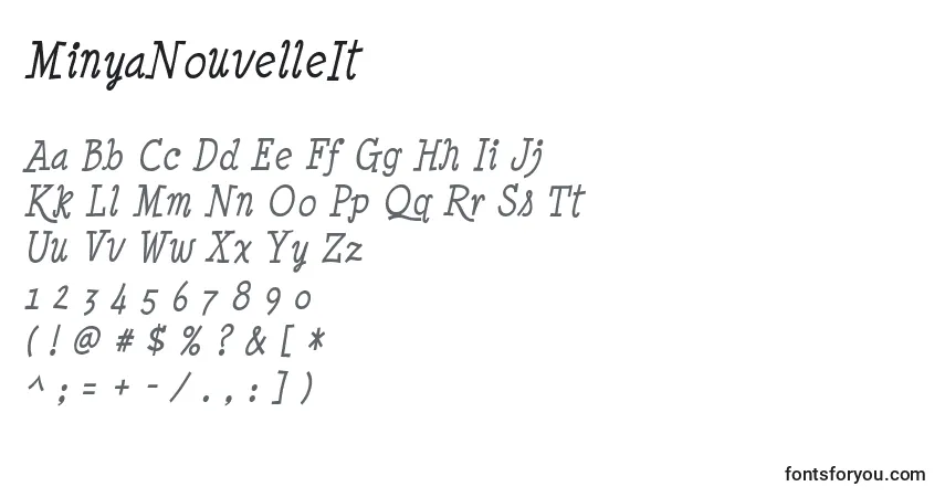Czcionka MinyaNouvelleIt – alfabet, cyfry, specjalne znaki
