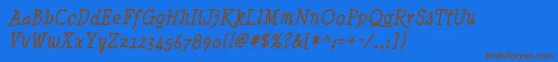 MinyaNouvelleIt Font – Brown Fonts on Blue Background