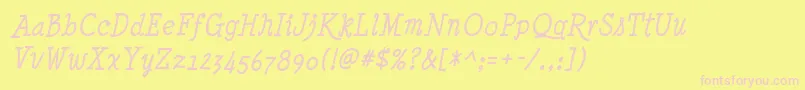 MinyaNouvelleIt Font – Pink Fonts on Yellow Background