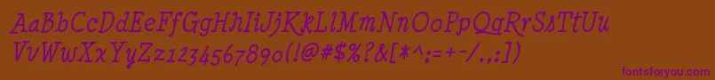 MinyaNouvelleIt Font – Purple Fonts on Brown Background