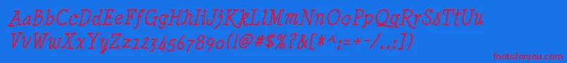 MinyaNouvelleIt Font – Red Fonts on Blue Background