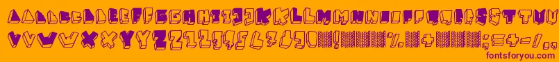 BalokBalokTakSempurna-Schriftart – Violette Schriften auf orangefarbenem Hintergrund